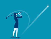 Golfer Post Swing. Businesswomen play golf. Concept business vec vector illustration Golfer Post Swing. Businesswomen play golf. Concept business vec vector illustration