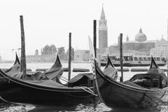 Gondolas moored in Venice stock images Gondolas moored in Venice stock images