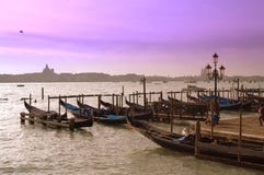 Gondoles dans le quai de Venise Image stock Gondoles dans le quai de Venise Image stock
