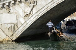Gondolier with a blue stripped shirt royalty free stock image Gondolier with a blue stripped shirt royalty free stock image