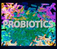 Good bacteria flora colon background. Probiotic, prebiotic, synbiotic, lactobacillus, bifidobacterium. Infographics