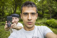 Good friends taking a self portrait royalty free stock photography Good friends taking a self portrait royalty free stock photography