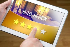 Good hotel review. Satisfied and happy customer. stock photography Good hotel review. Satisfied and happy customer. stock photography