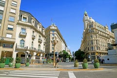Gorgeous Buildings on Diagonal Sur Avenue View from Plaza de Mayo Square of Buenos Aires, Argentina royalty free stock photo Gorgeous Buildings on Diagonal Sur Avenue View from Plaza de Mayo Square of Buenos Aires, Argentina royalty free stock photo