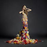 Gorgeous Lady In Dress Of Flowers Stock Photos Gorgeous Lady In Dress Of Flowers Stock Photos