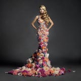 Gorgeous Lady In Dress Of Flowers Stock Photography Gorgeous Lady In Dress Of Flowers Stock Photography