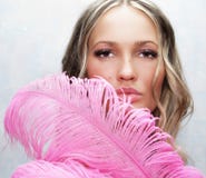 Gorgeous Woman With A Pink Feathers Royalty Free Stock Photo Gorgeous Woman With A Pink Feathers Royalty Free Stock Photo
