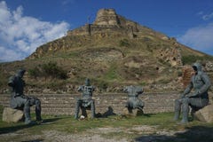 Gori Fortress Four Sitting Knights royalty free stock images Gori Fortress Four Sitting Knights royalty free stock images