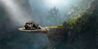 Gorilla di sonno di fantasia, immaginazione, natura, surreale immagine stock libera da diritti Gorilla di sonno di fantasia, immaginazione, natura, surreale immagine stock libera da diritti