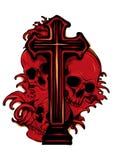Gothic coat of arms with skull and Rosary, grunge vintage stock illustration Gothic coat of arms with skull and Rosary, grunge vintage stock illustration