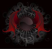 Gotische ronde banner met de rode vleugelsdraak royalty-vrije illustratie Gotische ronde banner met de rode vleugelsdraak royalty-vrije illustratie