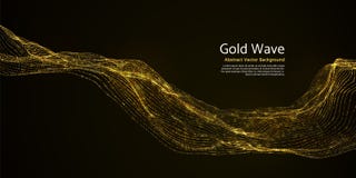 Gouden gestreepte abstracte golf op donkere achtergrond Gouden het knipperen golvende lijnen royalty-vrije illustratie Gouden gestreepte abstracte golf op donkere achtergrond Gouden het knipperen golvende lijnen royalty-vrije illustratie