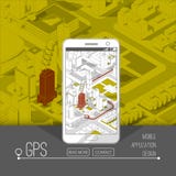 Gps del cellulare e concetto di inseguimento Pista app di posizione sullo smartphone dello schermo attivabile al tatto, sulla map royalty illustrazione gratis Gps del cellulare e concetto di inseguimento Pista app di posizione sullo smartphone dello schermo attivabile al tatto, sulla map royalty illustrazione gratis