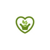 Gr?nes Blatt im Liebesform-Blumentopflogo lizenzfreie abbildung Gr?nes Blatt im Liebesform-Blumentopflogo lizenzfreie abbildung