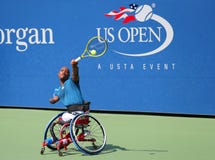 Gracz w tenisa Lucas Sithole od Południowa Afryka podczas us open wózka inwalidzkiego 2014 kwadrata przerzedże dopasowanie obrazy royalty free Gracz w tenisa Lucas Sithole od Południowa Afryka podczas us open wózka inwalidzkiego 2014 kwadrata przerzedże dopasowanie obrazy royalty free