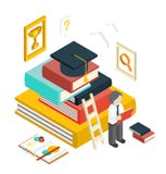 Graduación isométrica Infographic de la educación del web plano 3d stock de ilustración Graduación isométrica Infographic de la educación del web plano 3d stock de ilustración