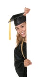 Graduate Holding Sign Stock Photo Graduate Holding Sign Stock Photo