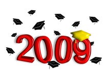 Graduation 2009 - Red and Gold. Contemporary illustration of graduation caps tossed above year 2008. Red and gold elements in faux 3-D on white background stock illustration Graduation 2009 - Red and Gold. Contemporary illustration of graduation caps tossed above year 2008. Red and gold elements in faux 3-D on white background stock illustration