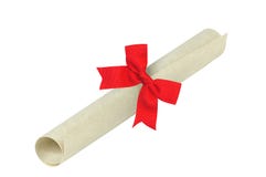 Graduation diploma with red ribbon isolated on white background Royalty Free Stock Photos Graduation diploma with red ribbon isolated on white background Royalty Free Stock Photos