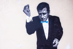 Graffiti d'un homme avec la robe noire images libres de droits Graffiti d'un homme avec la robe noire images libres de droits