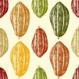 Graines de cacao tirées par la main sans couture illustration libre de droits Graines de cacao tirées par la main sans couture illustration libre de droits