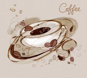 Grains de caf? de kofs d'inscription et une tasse de caf? illustration libre de droits Grains de caf? de kofs d'inscription et une tasse de caf? illustration libre de droits