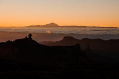 GRAN CANARIA,SPAIN - NOVEMBER 6, 2018: View from the mountains Roque Nublo on the Tenerife island royalty free stock photos GRAN CANARIA,SPAIN - NOVEMBER 6, 2018: View from the mountains Roque Nublo on the Tenerife island royalty free stock photos