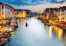 Grand Canal At Night, Venice Royalty Free Stock Photography Grand Canal At Night, Venice Royalty Free Stock Photography