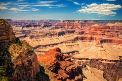Grand Canyon Sunny Day With Blue Sky Royalty Free Stock Photos