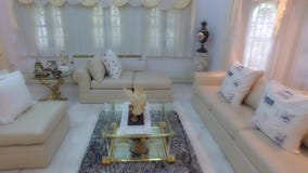 A grand indoor house interior tour with various furniture and decorations in various section with luxurious retro style