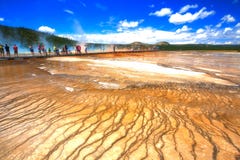 Grand Prismatic Spring in the Midway Geyser Basin in Yellowstone stock images Grand Prismatic Spring in the Midway Geyser Basin in Yellowstone stock images