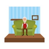 Grand-père mignon s'asseyant dans le sofa illustration libre de droits Grand-père mignon s'asseyant dans le sofa illustration libre de droits