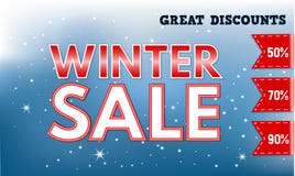 Grande bannière de concept de vente d'hiver, style réaliste illustration stock Grande bannière de concept de vente d'hiver, style réaliste illustration stock