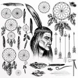 Grande collection ou ensemble d'éléments tribals tirés par la main de vecteur illustration stock Grande collection ou ensemble d'éléments tribals tirés par la main de vecteur illustration stock