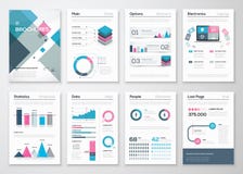Grande insieme degli opuscoli di affari e degli elementi infographic di vettore