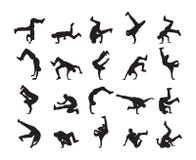 Grande insieme della siluetta del break-dance espressivo Ballare dei giovani di Hip Hop su fondo bianco illustrazione di stock Grande insieme della siluetta del break-dance espressivo Ballare dei giovani di Hip Hop su fondo bianco illustrazione di stock