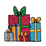 Grande pile des boîte-cadeau enveloppés colorés Un bon nombre de présents illustration de vecteur Grande pile des boîte-cadeau enveloppés colorés Un bon nombre de présents illustration de vecteur