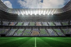 Grande stadio di football americano sotto i riflettori illustrazione di stock Grande stadio di football americano sotto i riflettori illustrazione di stock
