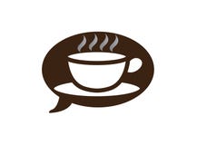 Grande tasse chaude de café dans une icône de causerie, vecteur chaud de conception de logo de caffee illustration de vecteur Grande tasse chaude de café dans une icône de causerie, vecteur chaud de conception de logo de caffee illustration de vecteur