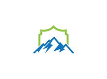 Grandes montagnes bleues avec le soleil vers le haut de et la neige de glace pour l'illustration de conception de logo illustration stock Grandes montagnes bleues avec le soleil vers le haut de et la neige de glace pour l'illustration de conception de logo illustration stock