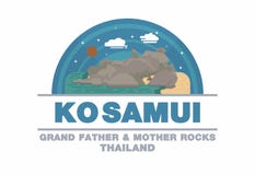 Grandi rocce del padre e madre di Ko Samui, simbolo di logo della Tailandia Fotografie Stock Grandi rocce del padre e madre di Ko Samui, simbolo di logo della Tailandia Fotografie Stock