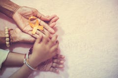 Grandma hand and grandson cancer awareness ribbon sign top view with vintage picture style royalty free stock photos Grandma hand and grandson cancer awareness ribbon sign top view with vintage picture style royalty free stock photos