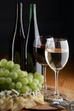 Grape, Cheese And Wine Stock Photography