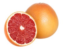 Grapefrukt som isoleras på vit, med den snabba banan arkivfoto Grapefrukt som isoleras på vit, med den snabba banan arkivfoto