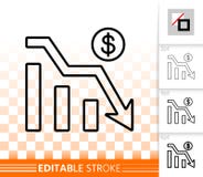 Graph Down simple black line vector icon stock illustration Graph Down simple black line vector icon stock illustration