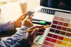 Graphic designer architects who work with laptops royalty free stock images Graphic designer architects who work with laptops royalty free stock images