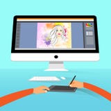 Graphic designer photographer portrait photo royalty free illustration Graphic designer photographer portrait photo royalty free illustration