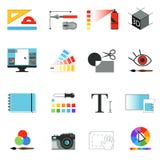 Graphic or web designers tools. Different working elements for graphical artists. Vector pictures set isolate royalty free illustration Graphic or web designers tools. Different working elements for graphical artists. Vector pictures set isolate royalty free illustration