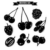 Graphique réglé avec différentes baies noires de silhouette illustration de vecteur Graphique réglé avec différentes baies noires de silhouette illustration de vecteur