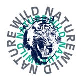 graphique sauvage de tigre, copie de T-shirt illustration stock graphique sauvage de tigre, copie de T-shirt illustration stock